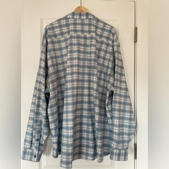 Poncho Light Blue Plaid Flannel Shirt, 3XL - Picture 5 of 7